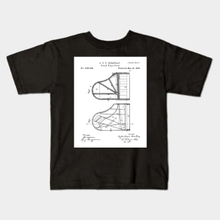 Steinway Grand Piano Patent - Piano Player Art - Black And White Kids T-Shirt